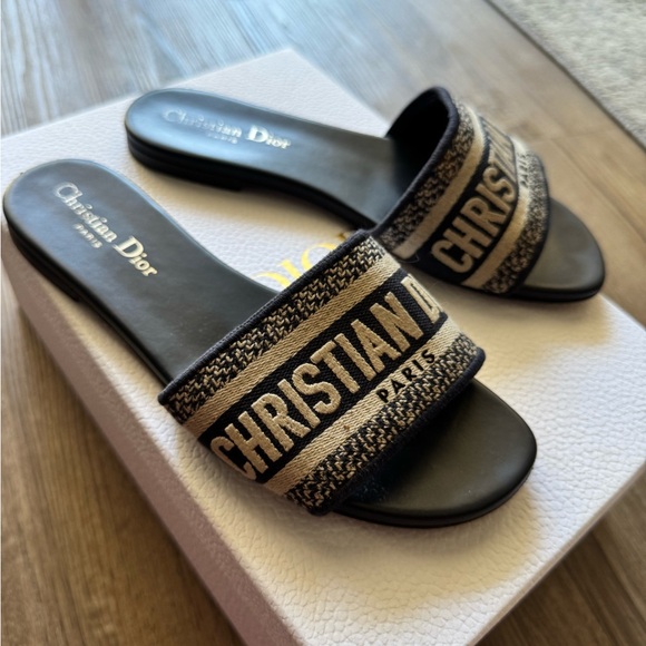 Dior Navy and Cream Women's Sandals - Picture 1 of 6